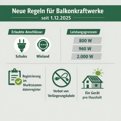 Neue Norm regelt Anschluss und Leistung von Balkonkraftwerken